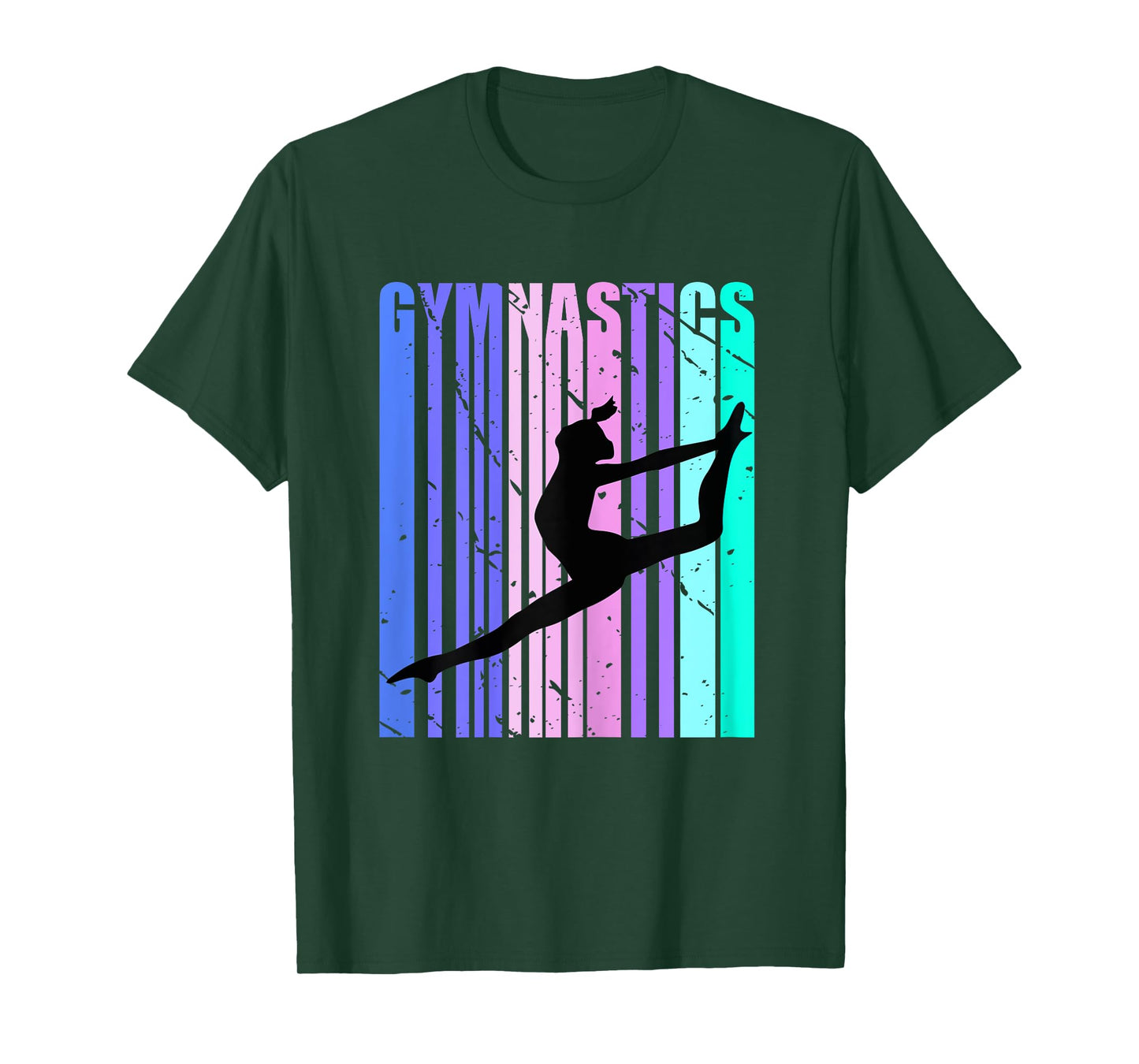 Retro Girls Gymnastics Purple Green Woman Women Gymnast T-Shirt