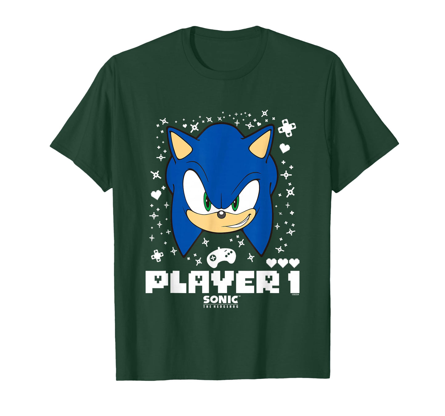 Sonic The Hedgehog Valentine's Day Player 1 Sonic Big Face T-Shirt