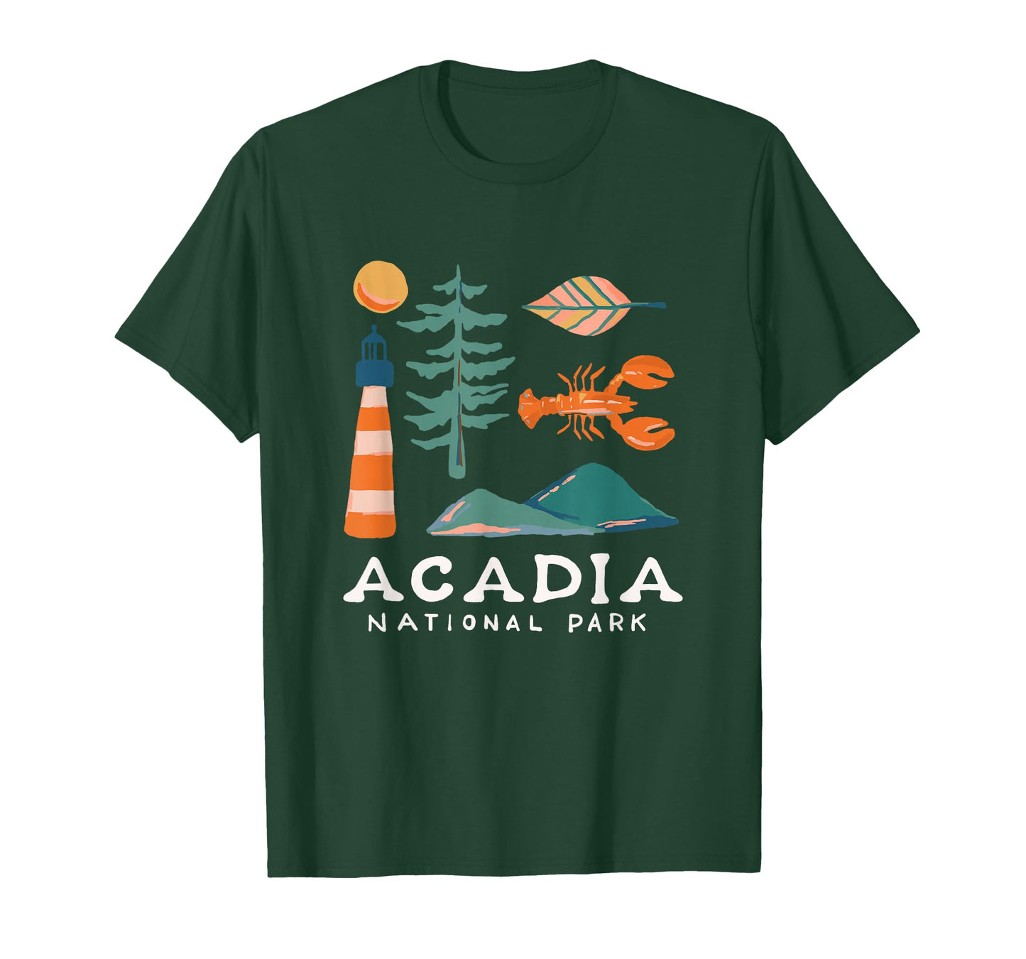 Acadia National Park Travel Icons Maine Vacation Souvenir T-Shirt