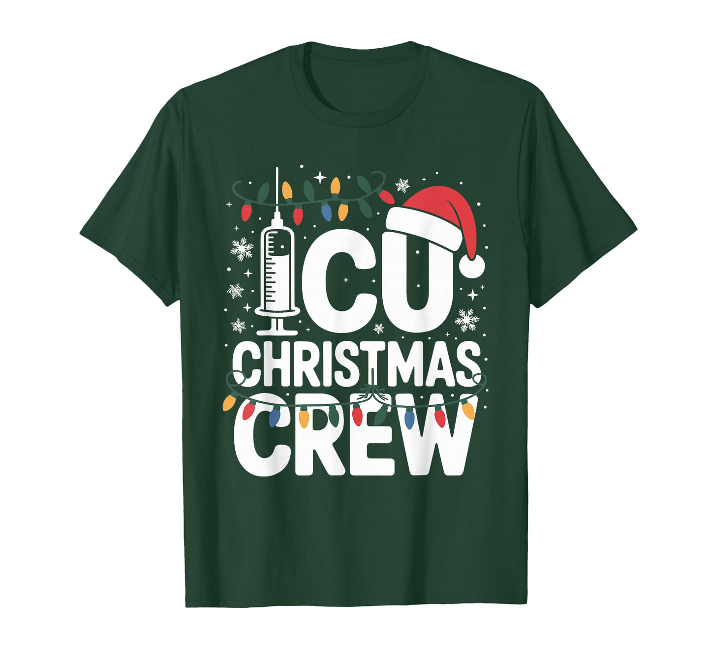 ICU Christmas Crew Nurse Critical Care Xmas Nursing T-Shirt