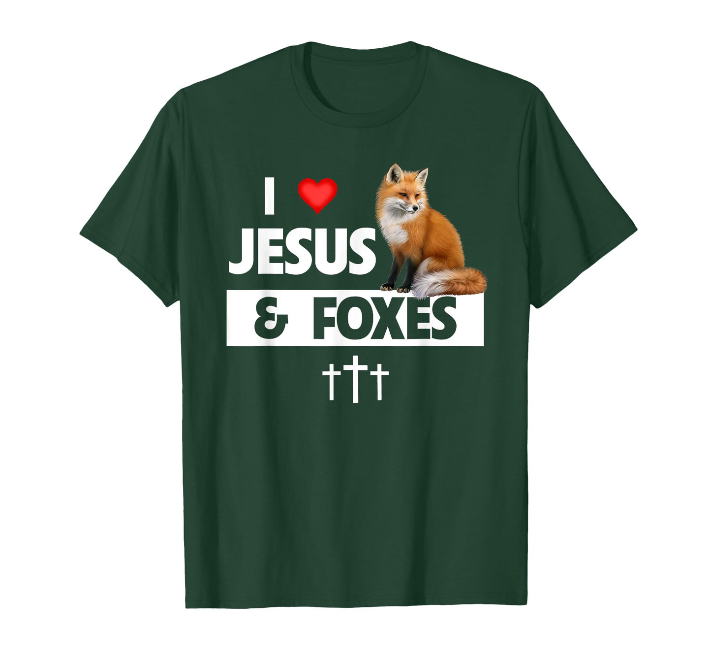 I Love Jesus And Foxes Zoo Wildlife Nature Fox Christian T-Shirt