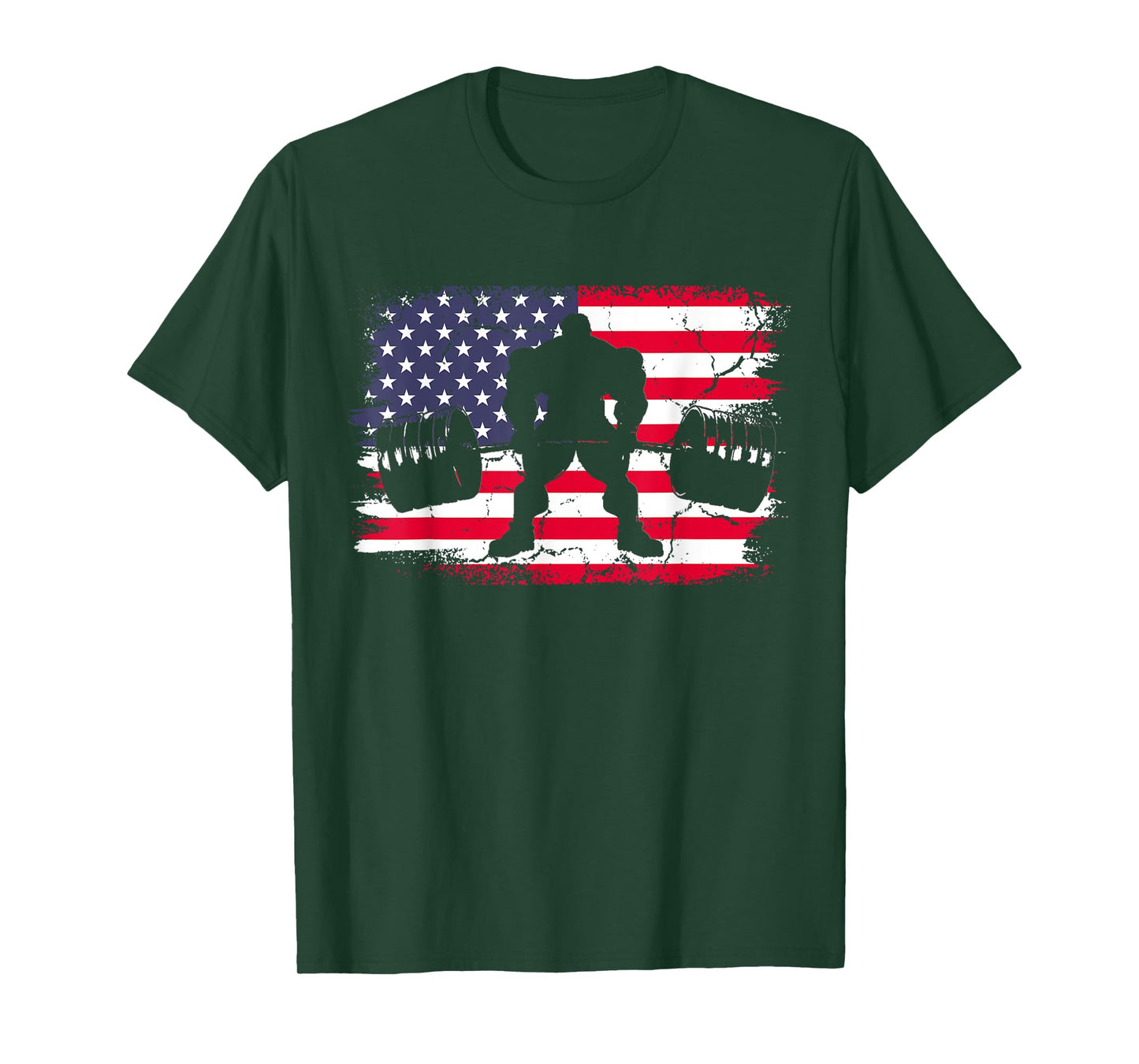 Gym Deadlift Powerlift With USA American Flag T-Shirt