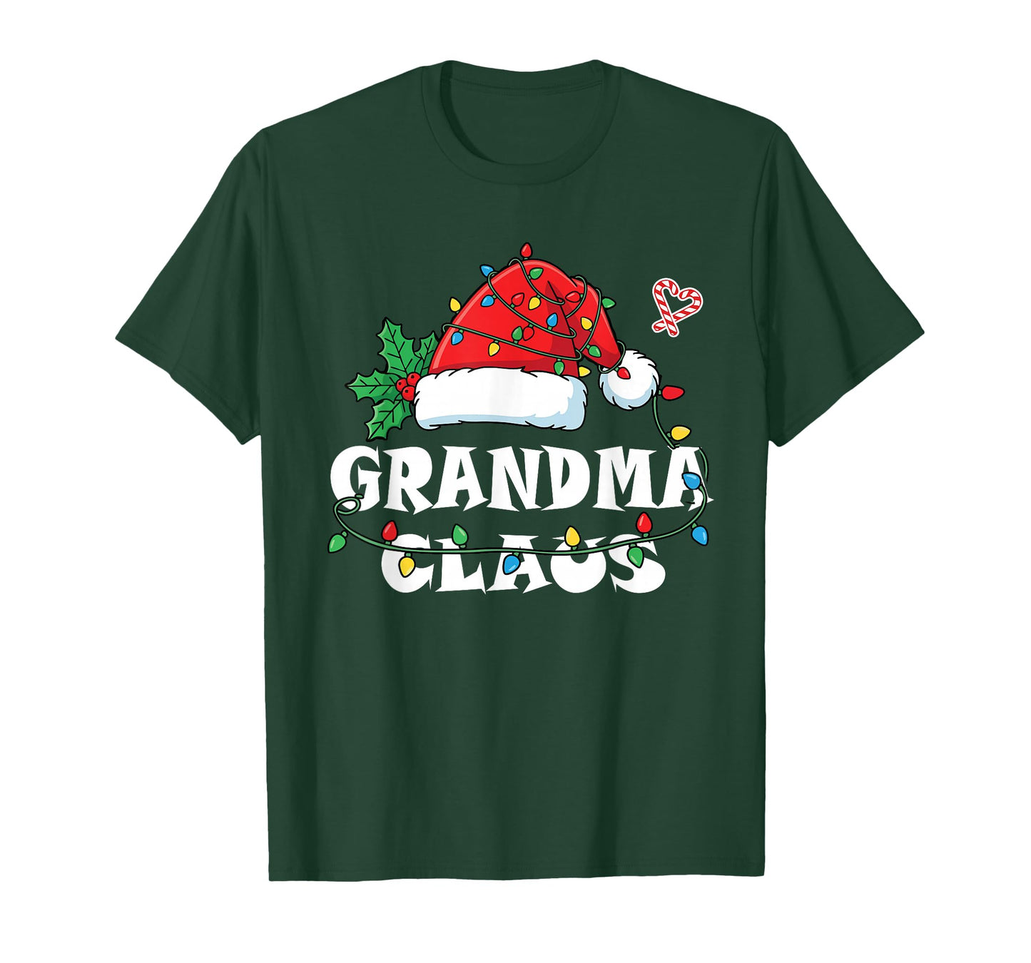 Grandma Claus Christmas Lights Santa Family Matching Women T-Shirt