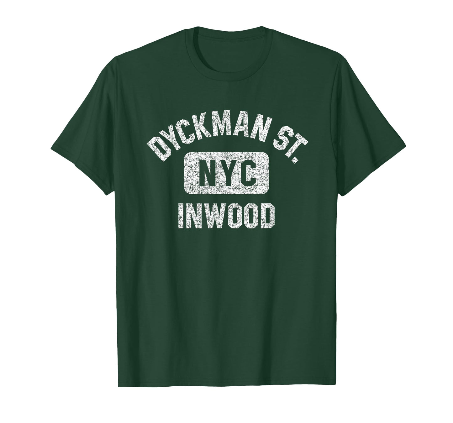 Dyckman Street Inwood Gym Style Distressed White Print T-Shirt