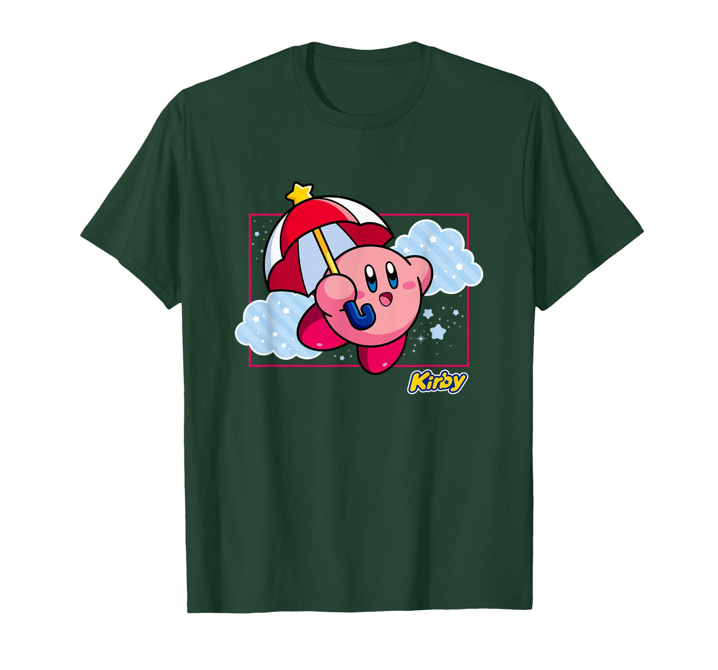 Kirby Magical Umbrella Pastel Cloudy Panel T-Shirt