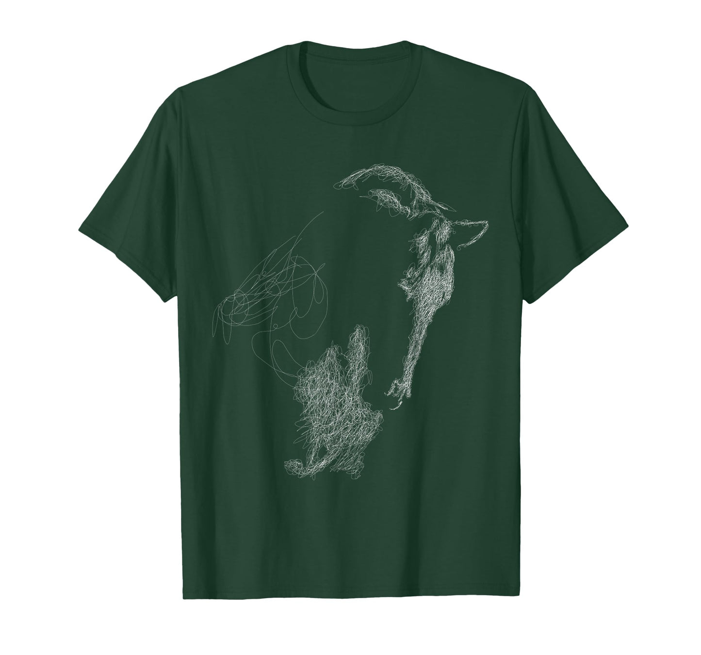 horse head scribble black art face for lover horses taming T-Shirt