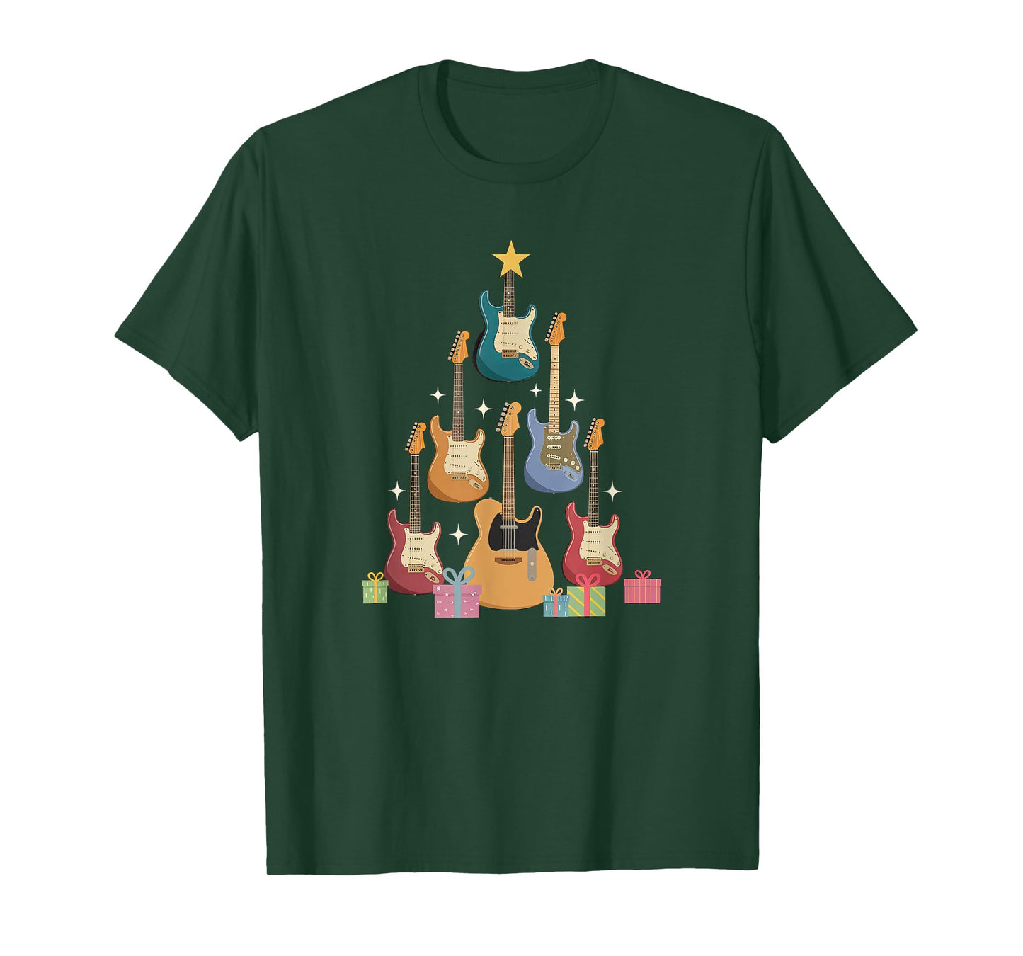 Christmas Guitar Christmastree Tree Made Out of Guitars T-Shirt
