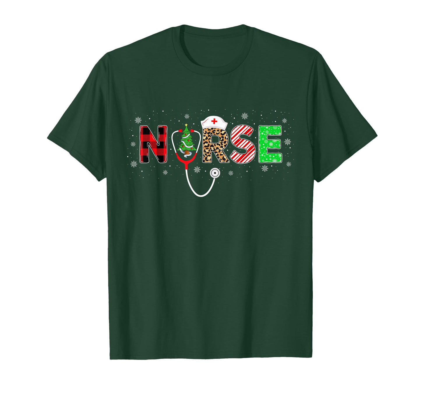 Nurse Scrub Top Santa Elf Reindeer Nurse Christmas Pajamas T-Shirt