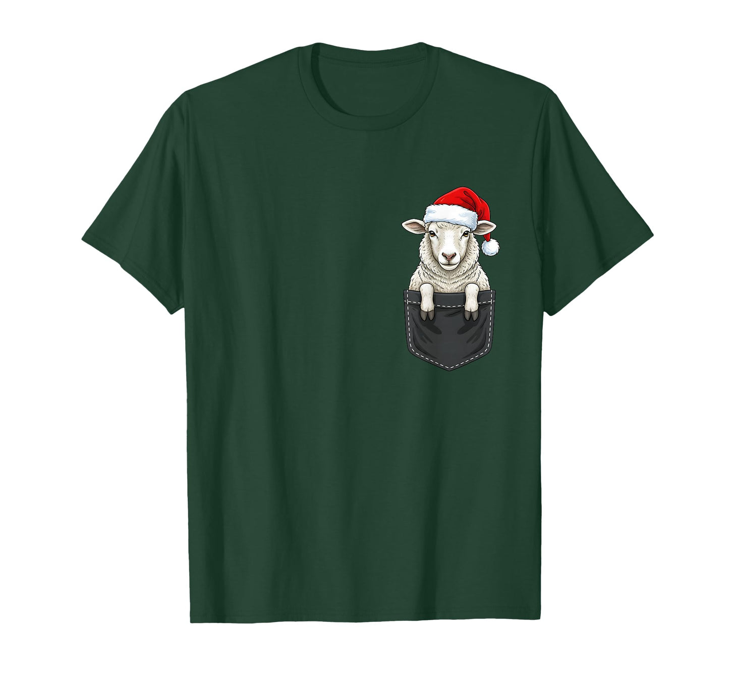 Sheep Christmas Pocket Santa Hat T-Shirt