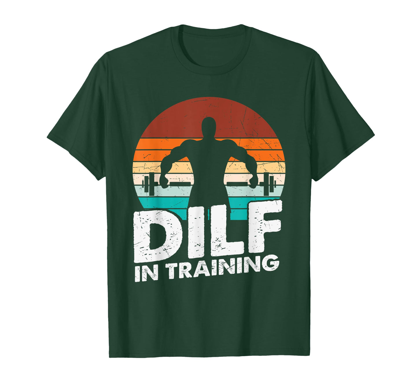 Mens Dilf In Training Workout Weight Training Gym Dad Fathers Day T-Shirt