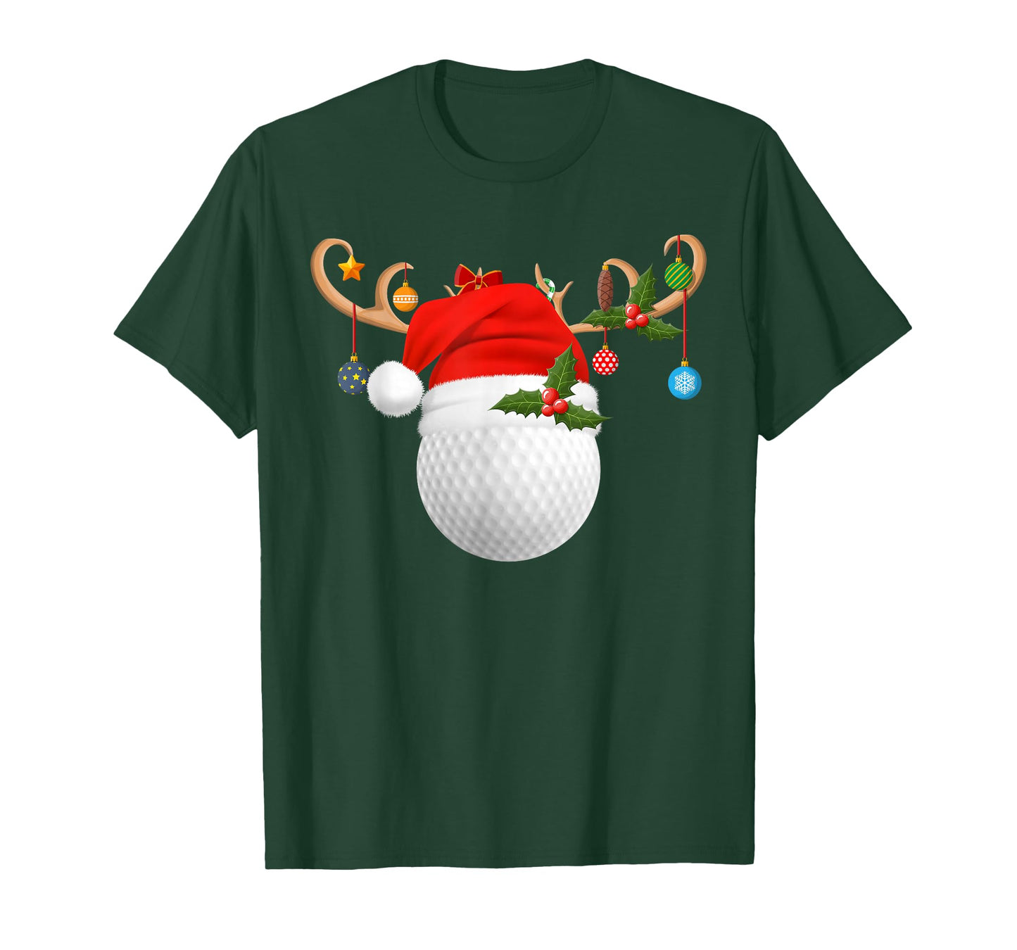 Golf Christmas Pajamas Reindeer Santa Hat Sports Player Xmas T-Shirt