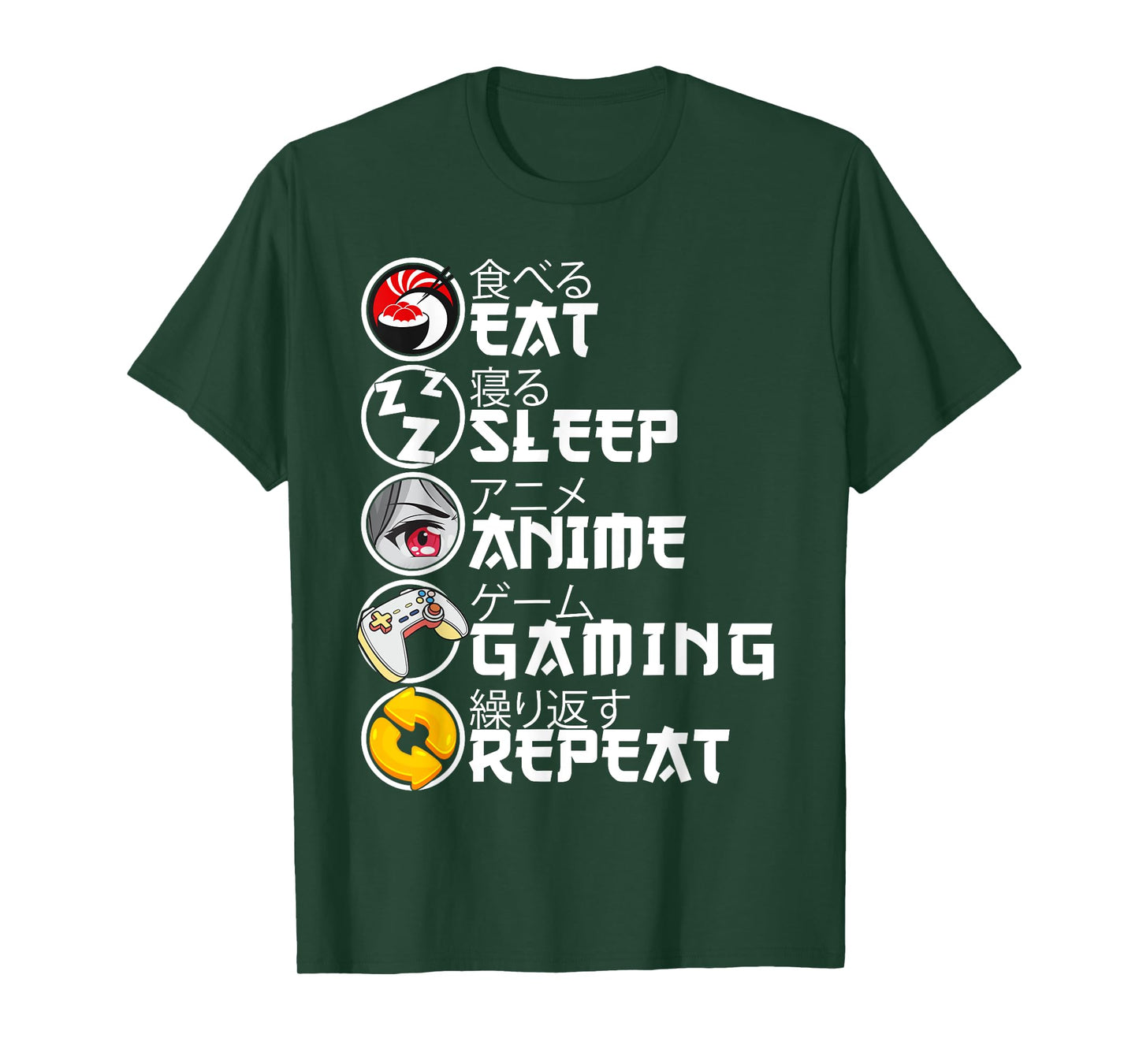 Retro Eat Sleep Anime Gaming Repeat Kawaii Anime Manga Gamer T-Shirt