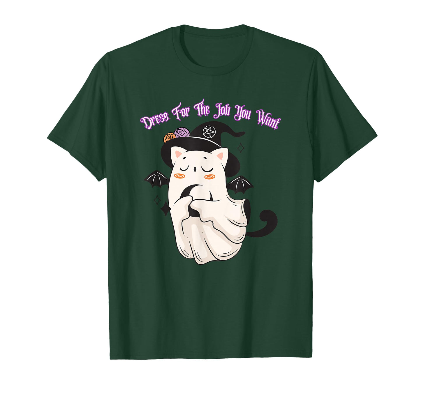 Dress for The Job You Want Ghost Witch Bat Black Cat T-Shirt