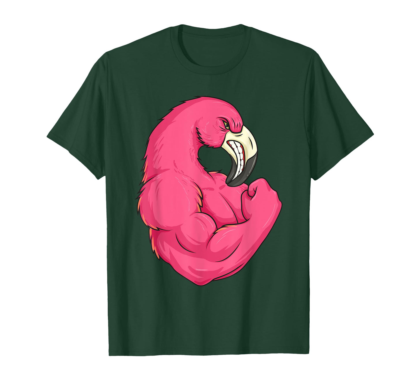 Funny Flamingo Weightlifting Bodybuilder Muscle Fitness T-Shirt