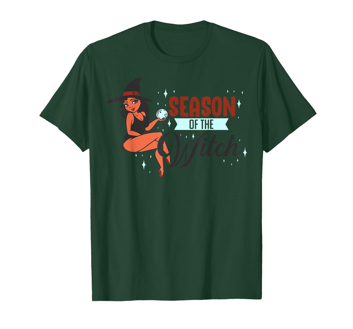 Funny Halloween Black Melanin Witch Season of The Witches T-Shirt