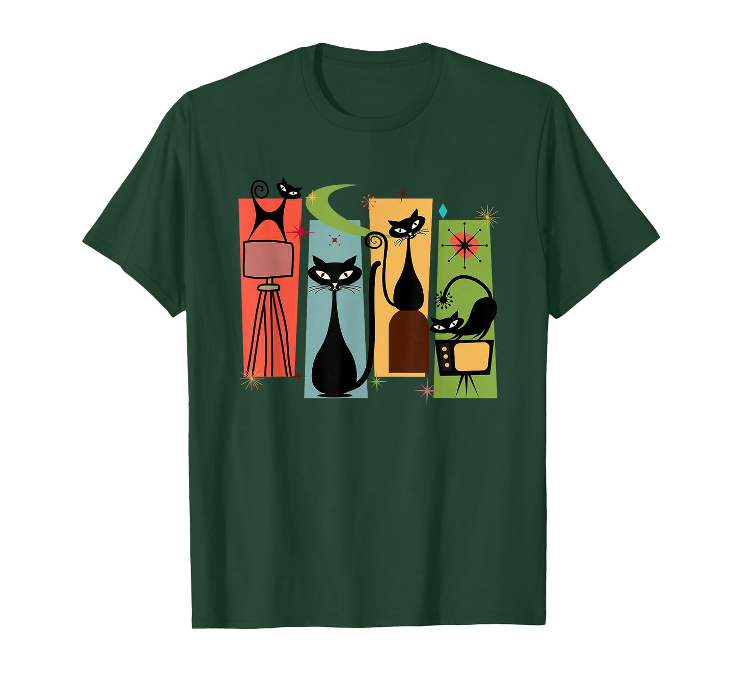 Mid Century Cat Retro Atomic Age Space Modern Midcentury 50s T-Shirt