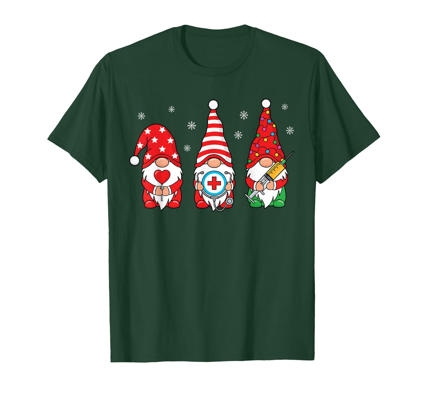 Nurse Christmas Gnomes Xmas Scrub Top ER Rn Nursing Gnomies T-Shirt