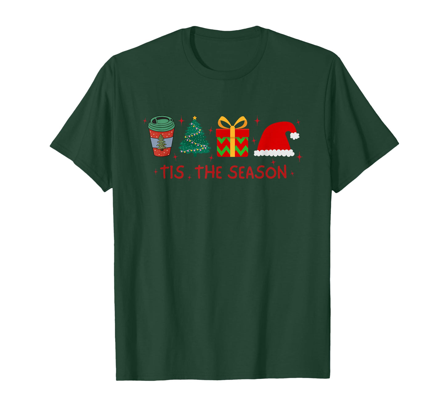 Tis The Seasons Coffee Tree Gifts Santa Christmas Wearers T-Shirt