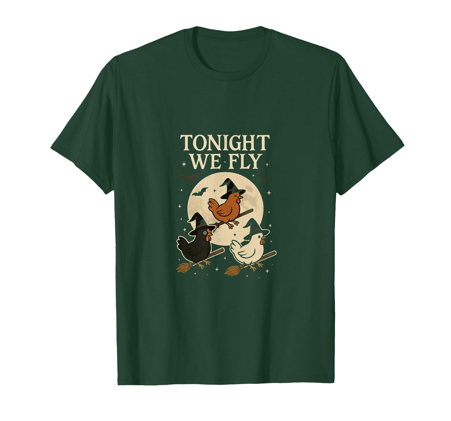 Funny Halloween Chickens Witch Broomstick Tonight We Fly T-Shirt