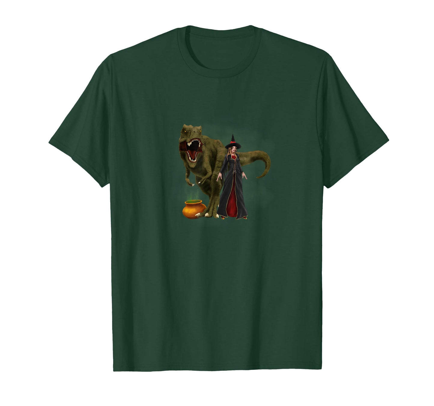 Scary Halloween Witch Dinosaur T-Shirt