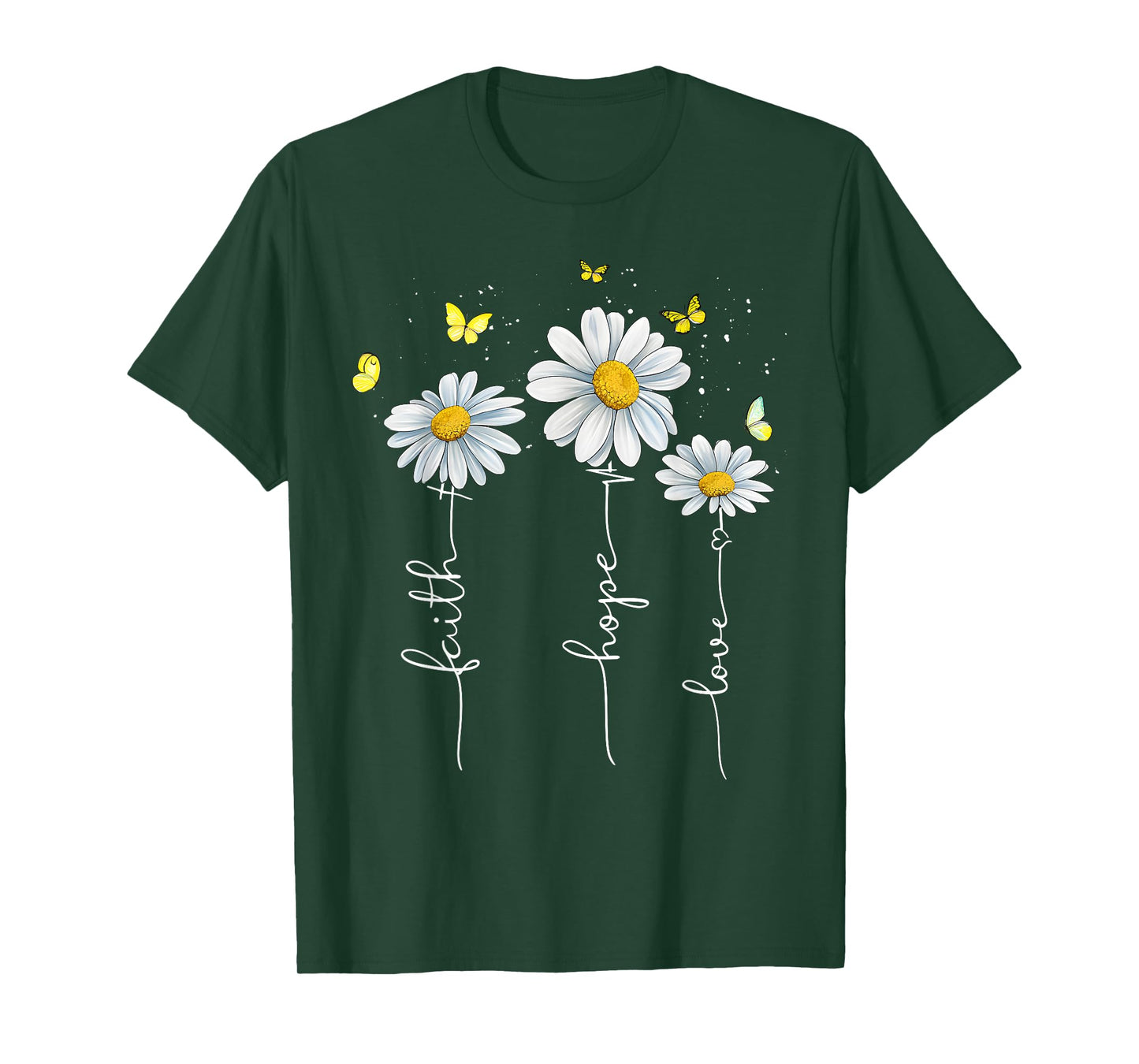 Faith Hope Love Jesus Christian Cross God Faith Flower Bible T-Shirt