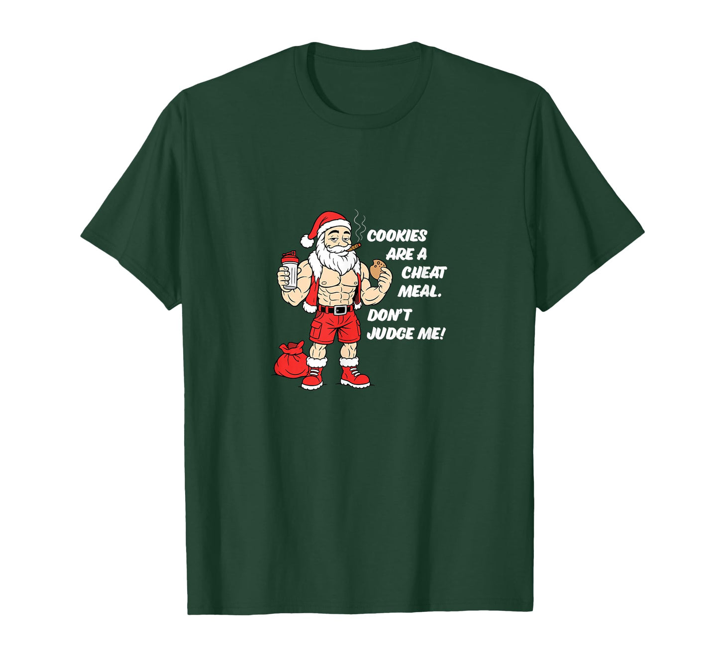 Funny Muscular Santa – Christmas Gym Tee for Fitness Lovers T-Shirt