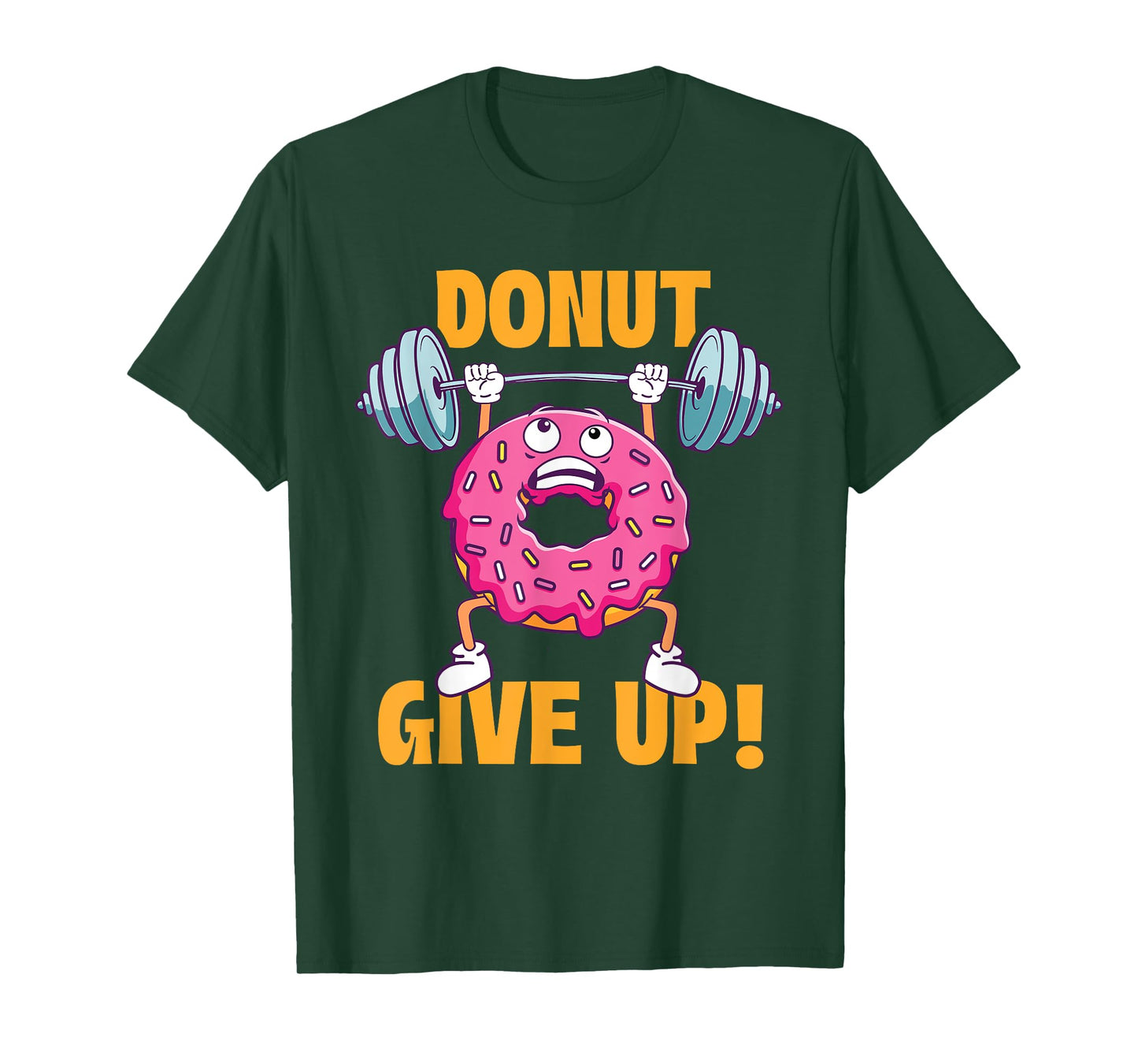 Funny Gym Shirts Donut Give Up - Workout Gym Weightlifting Bodybuilding T-Shirt, Small, Black