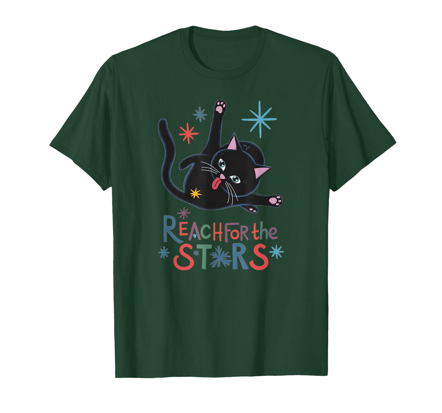 Reach For The Stars - Funny Cute Cat Licking Butt Men Women T-Shirt