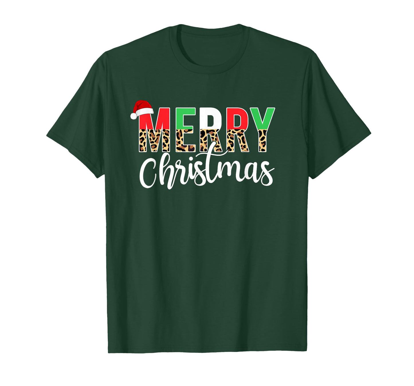 Merry Christmas Leopard Print Xmas Family Matching Men Women T-Shirt