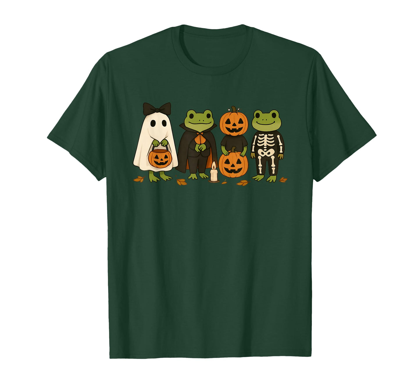 Spooky Skeleton Frog Cute with Pumpkin and Creepy Vibes T-Shirt