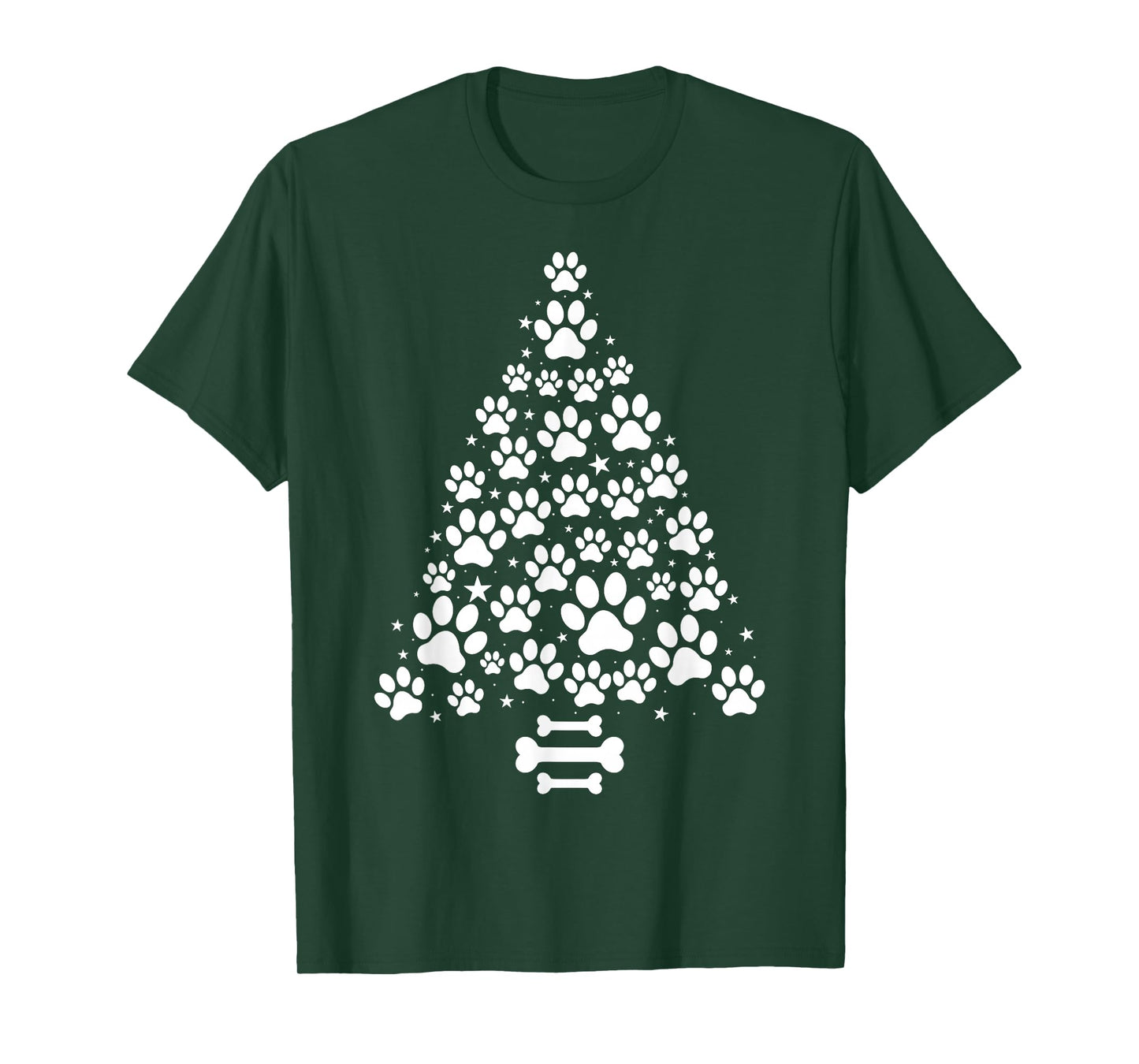 Cat Dog Paw Christmas Tree Pajamas Puppy Dog Cat Lover Xmas T-Shirt