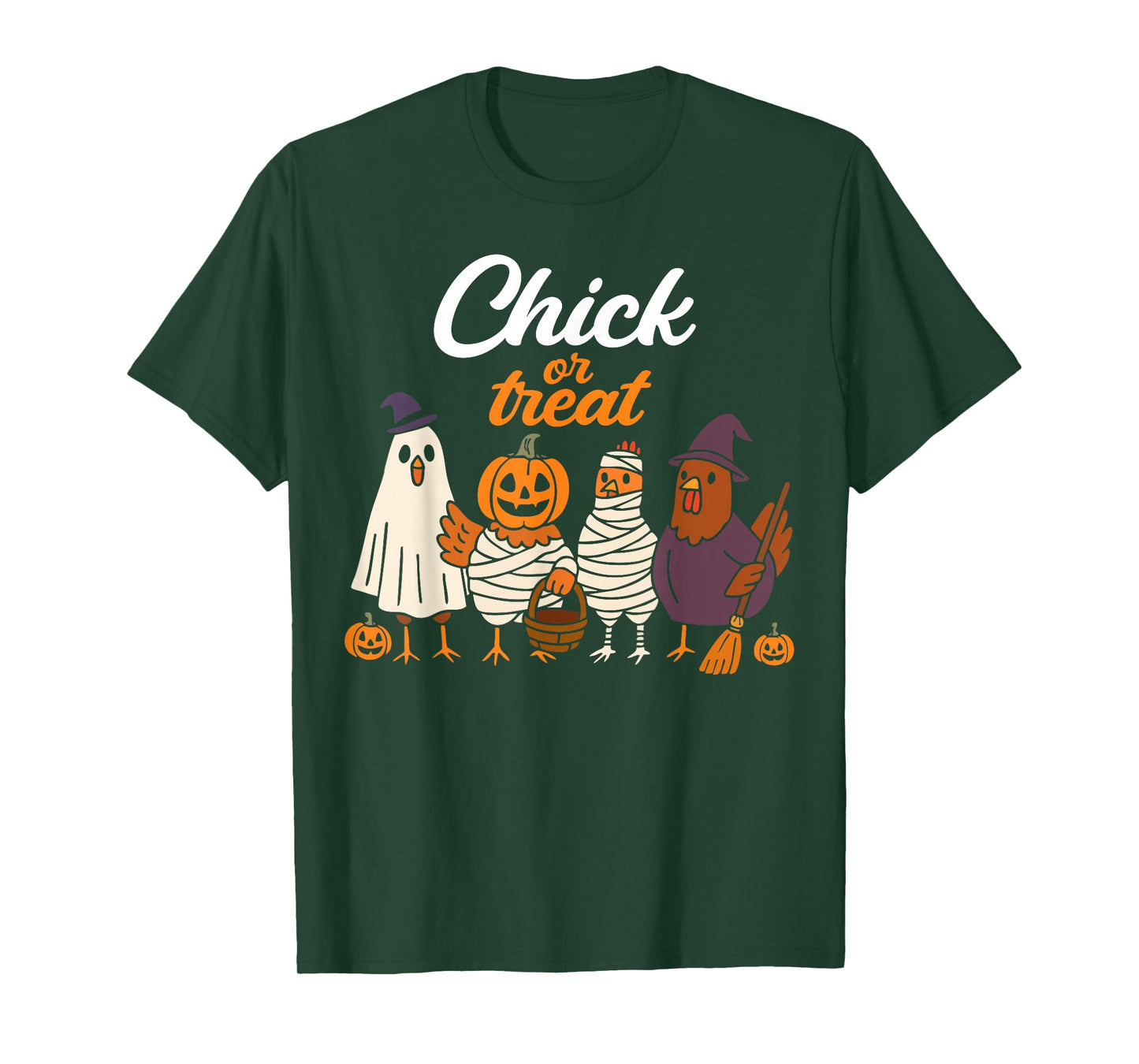 Chick Or Treat Funny Halloween Pumpkin Ghost Spooky Chicken T-Shirt