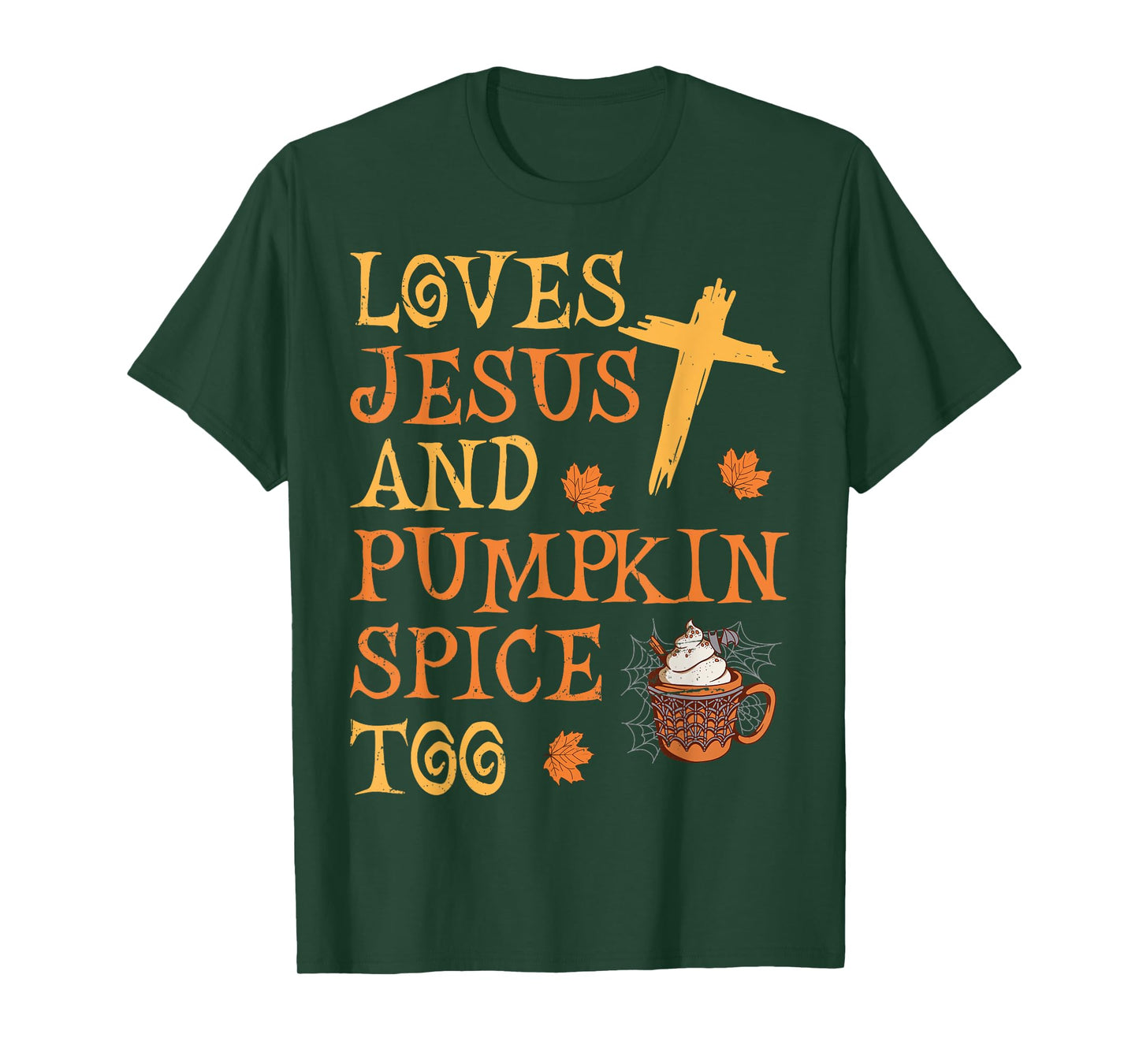 Funny Halloween Loves Jesus And Pumpkin Spice Too T-Shirt