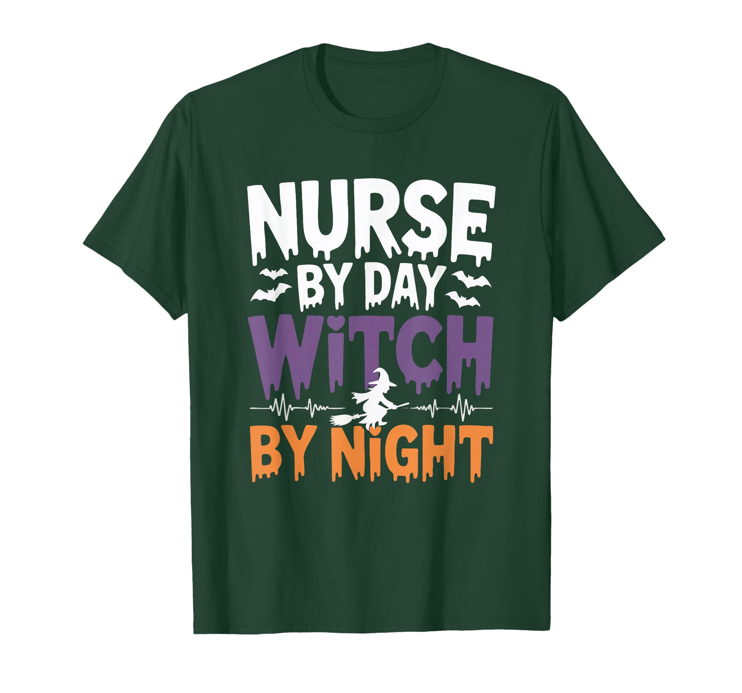 Nurse by Day Witch by Night Funny Halloween Nurse Witch T-Shirt