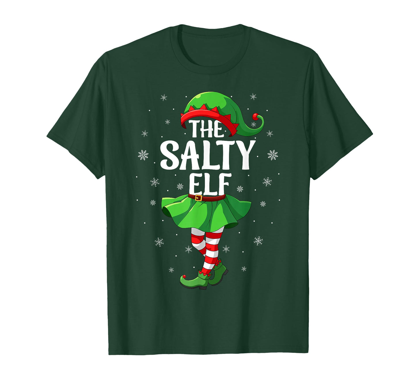 Salty Elf Christmas Girls Women Elf Squad Xmas Family T-Shirt