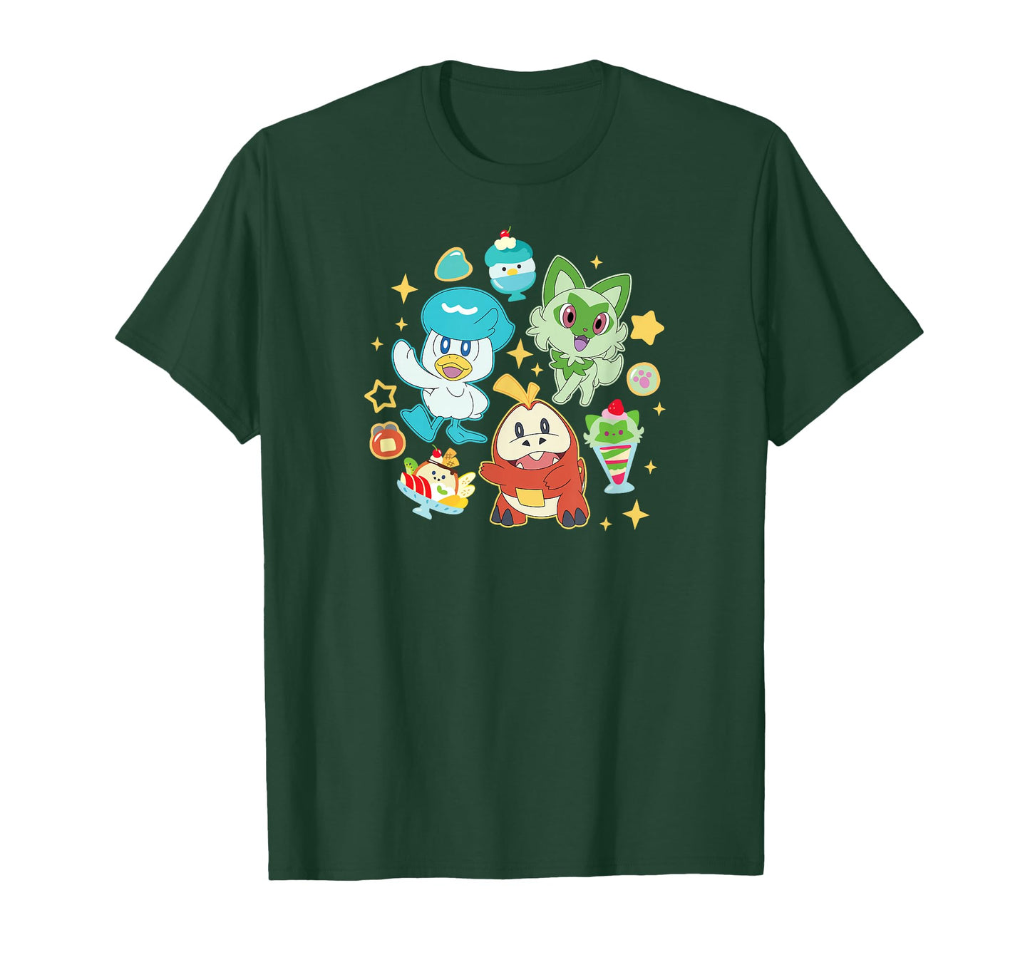 Pokémon - Quaxly Sprigatito Fuecoco Starters Cafe Desserts T-Shirt