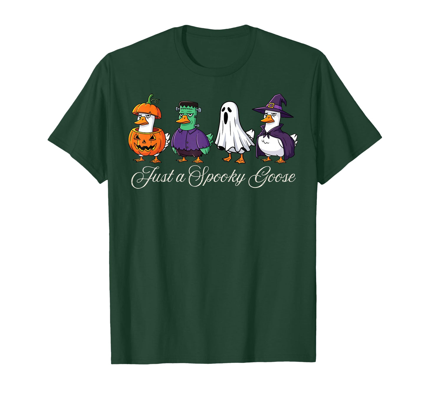 Just A Spooky Goose Witch Pumpkin Halloween Costume 2025 T-Shirt