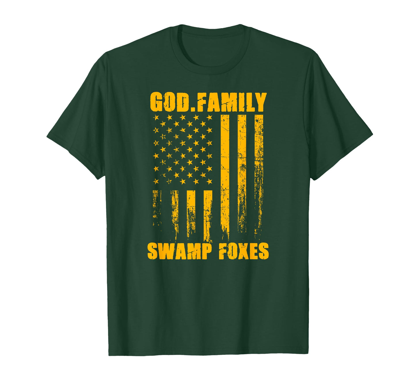 Marion Swamp Foxes God. Family. Vintage USA Flag T-Shirt