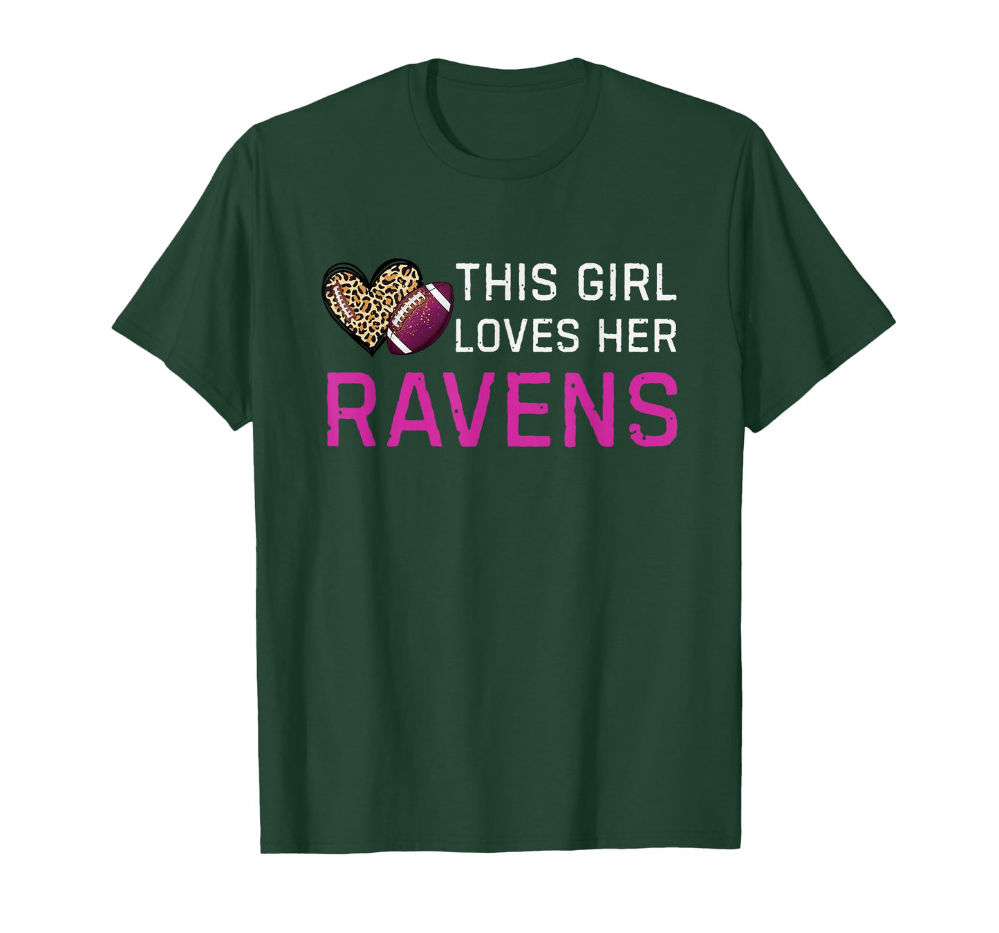 This Girl Loves Her Ravens Vintage Leopard Style T-Shirt