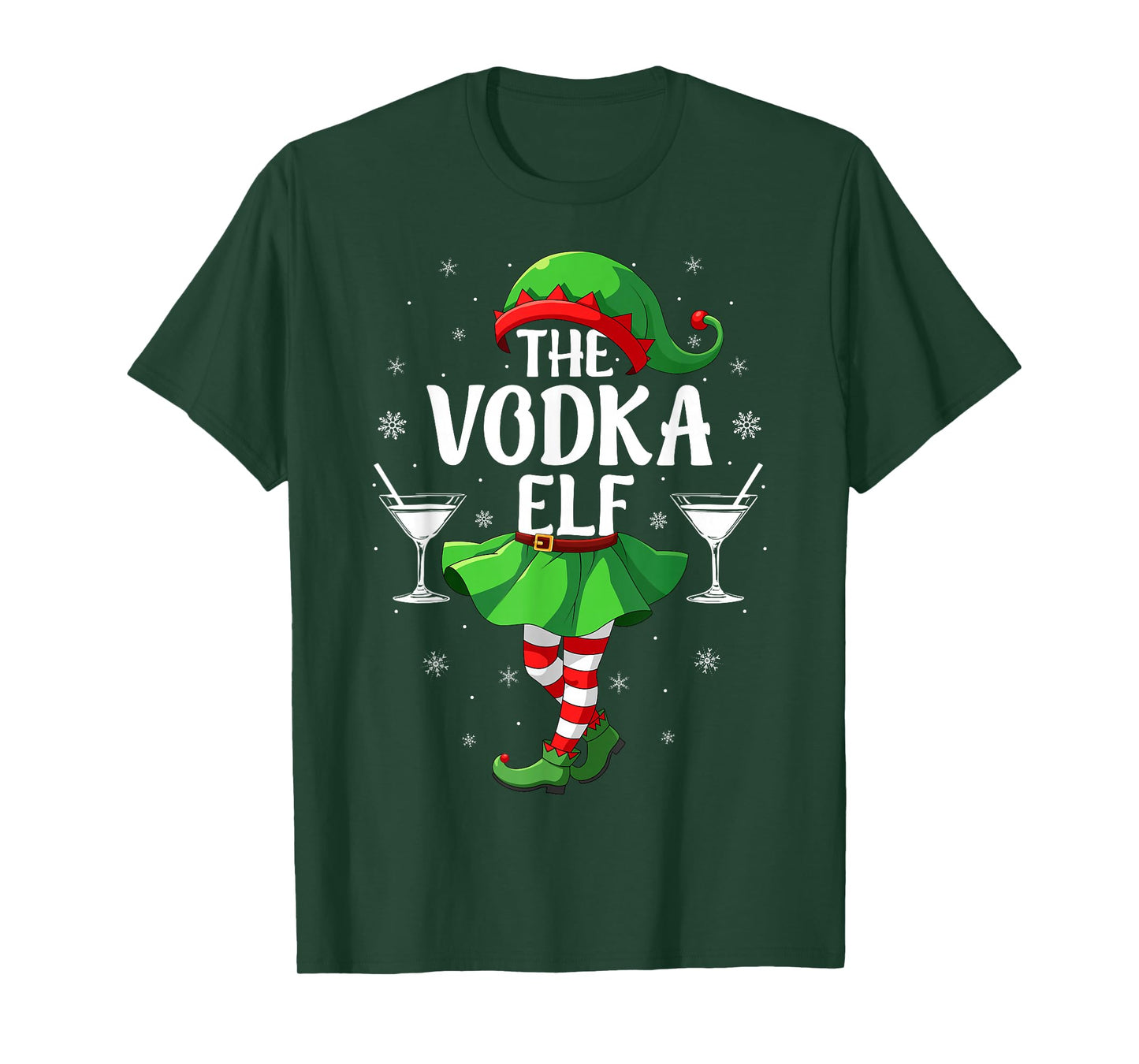 Vodka Elf Christmas Girls Women Elf Squad Xmas Family T-Shirt