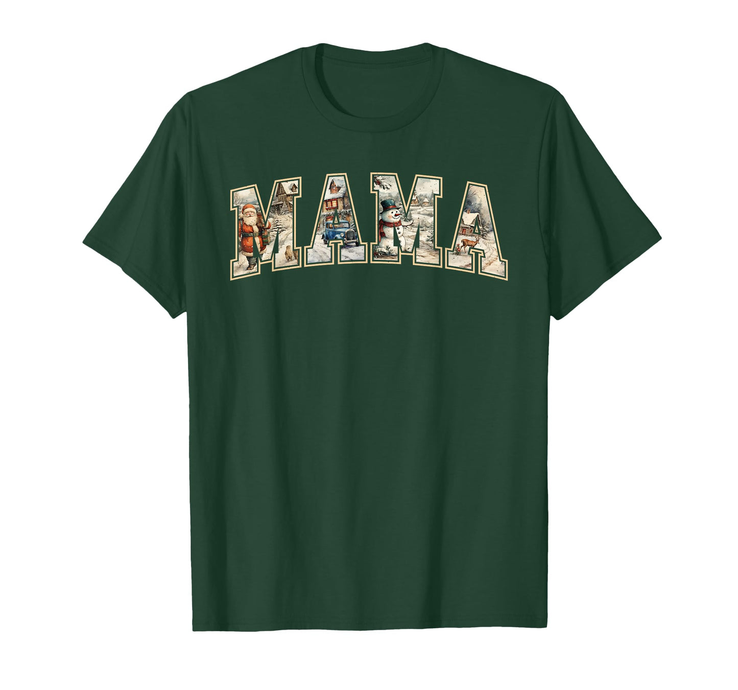 Mama Christmas Vintage Xmas Mom Family Matching Women T-Shirt