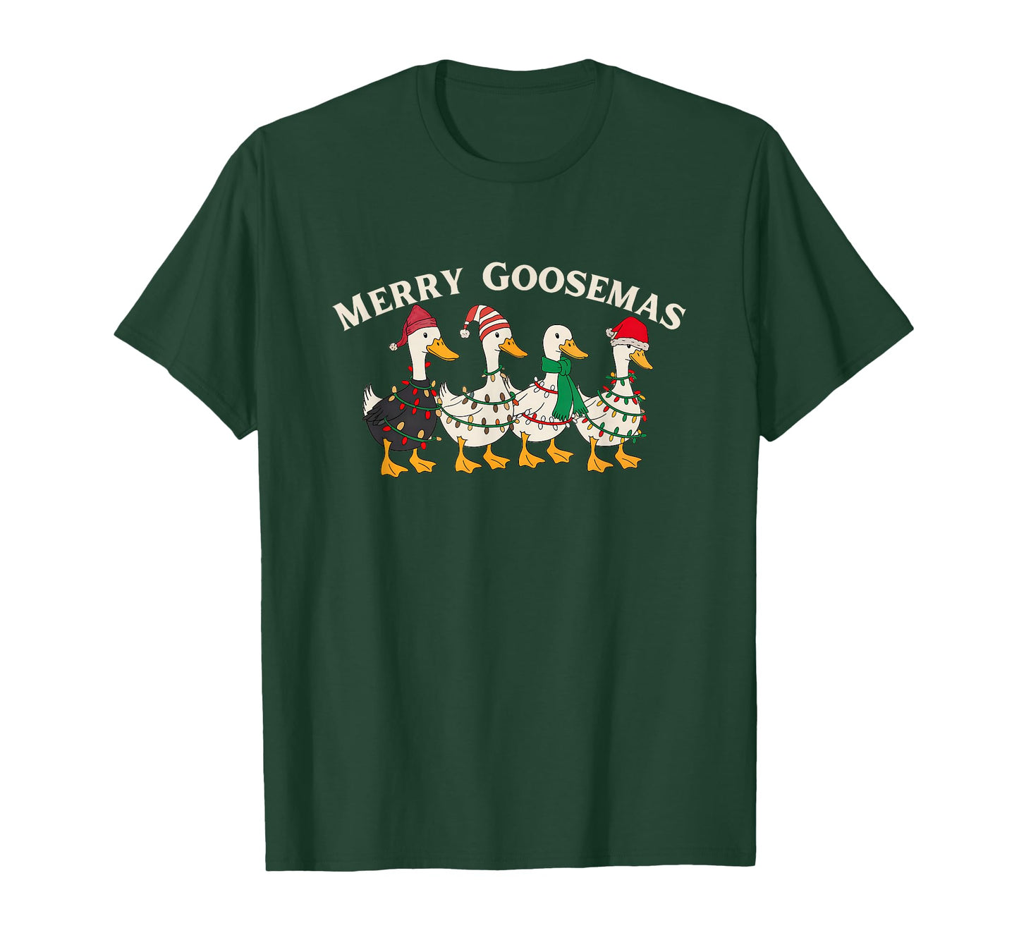 Cute Christmas Silly Goose Holiday Festive Santa Hat Geese T-Shirt