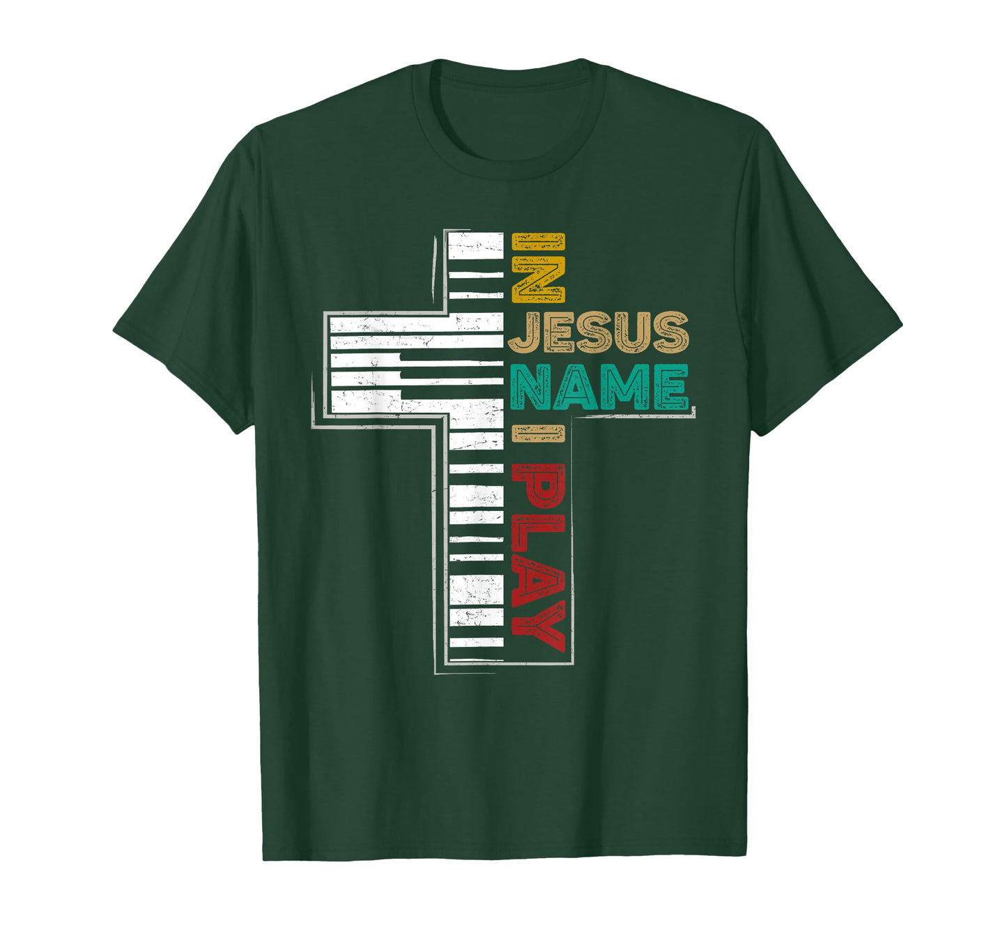 In Jesus Name I Play Piano Shirt Vintage Christian Saying T-Shirt