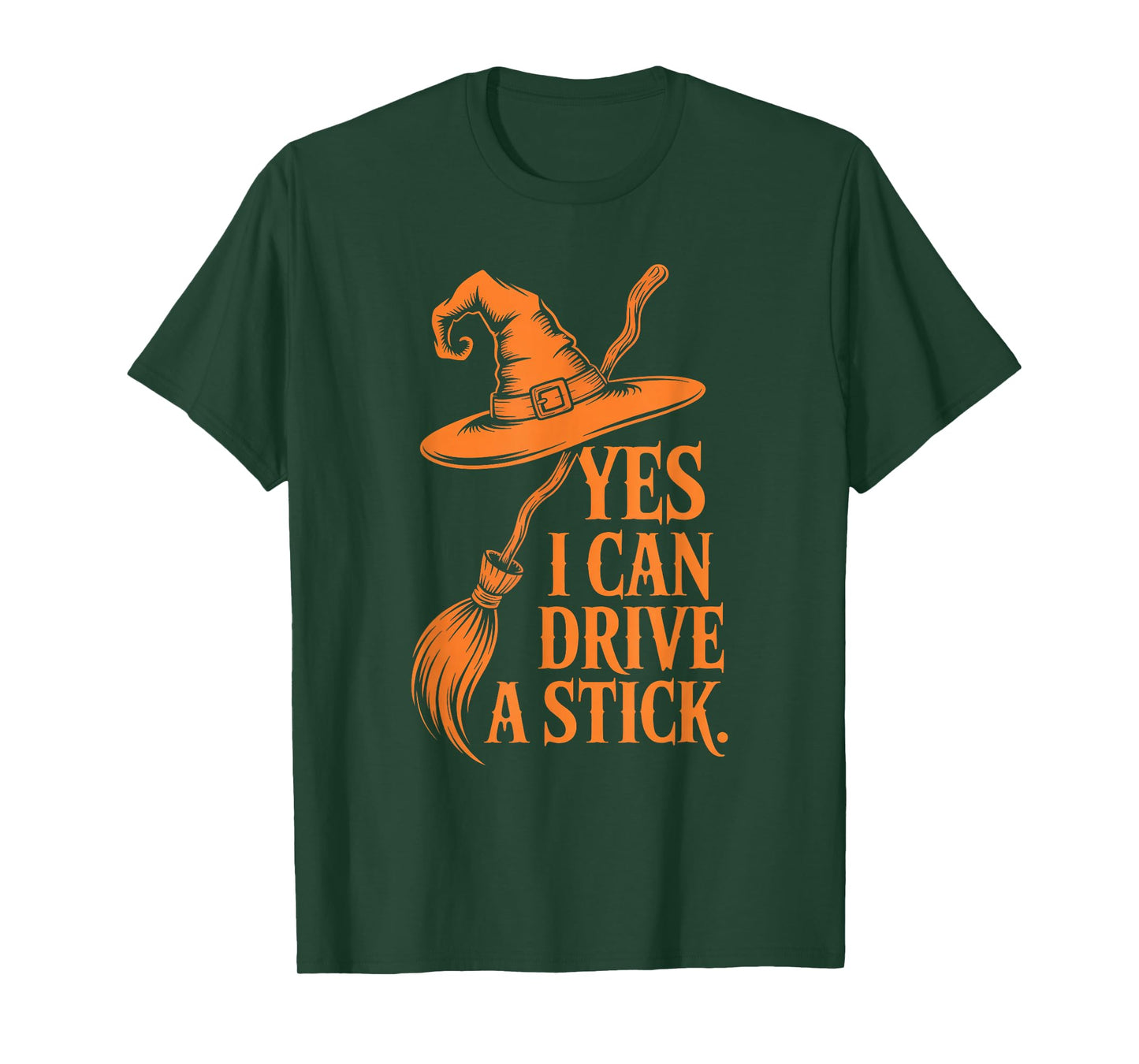 Yes I Can Drive A Stick Funny Halloween Spooky Witch T-Shirt