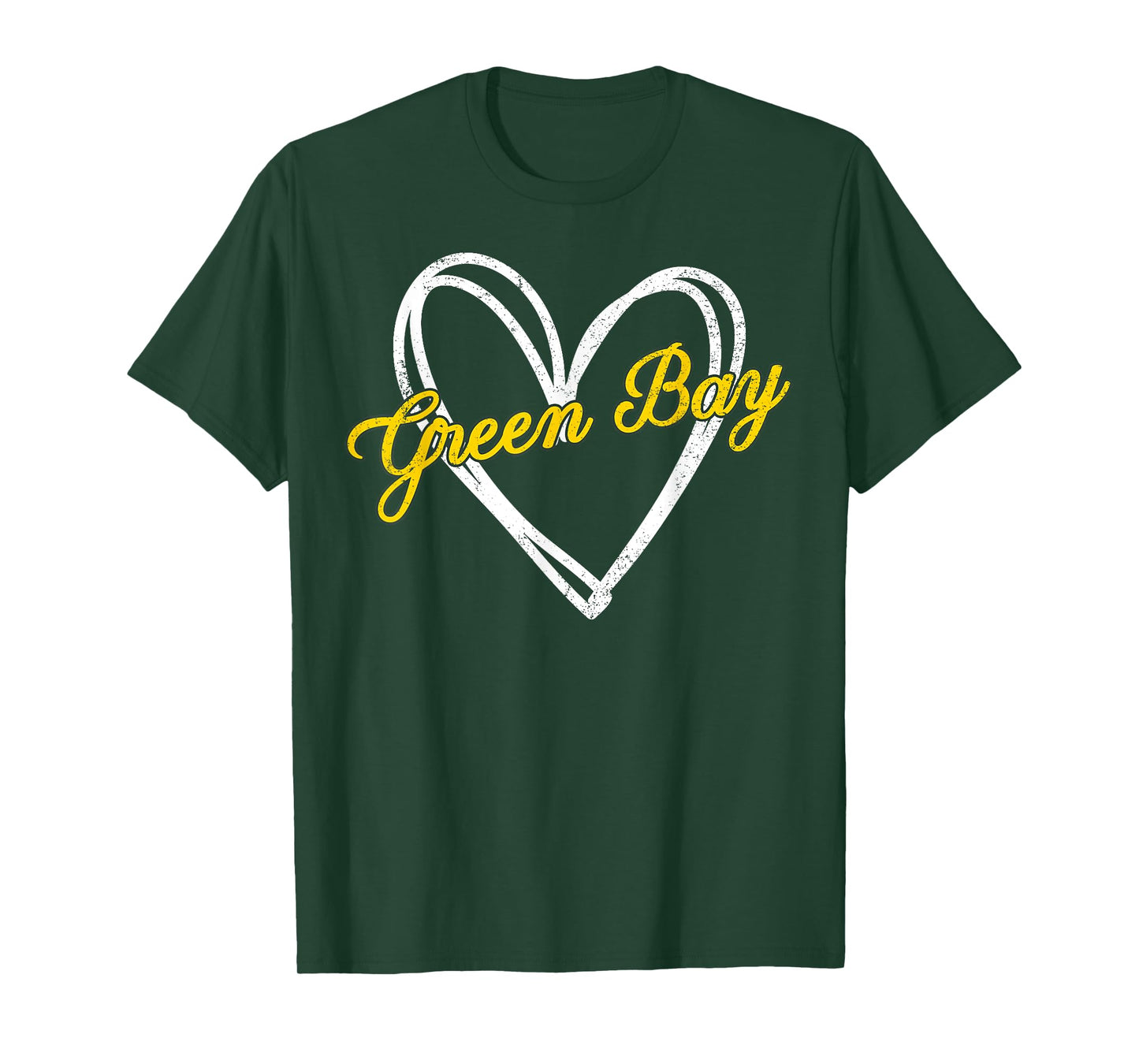 Green Bay Heart Vintage For Women Girl Kid T-Shirt