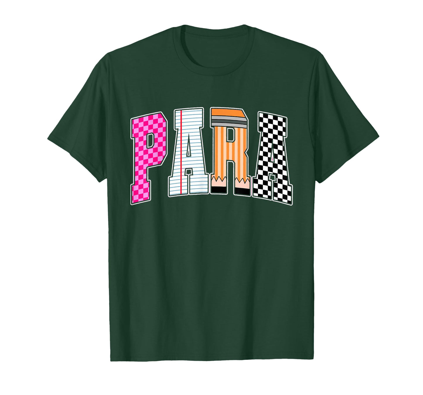 Retro Checkered Funny Para Back To School Occupation Teacher T-Shirt