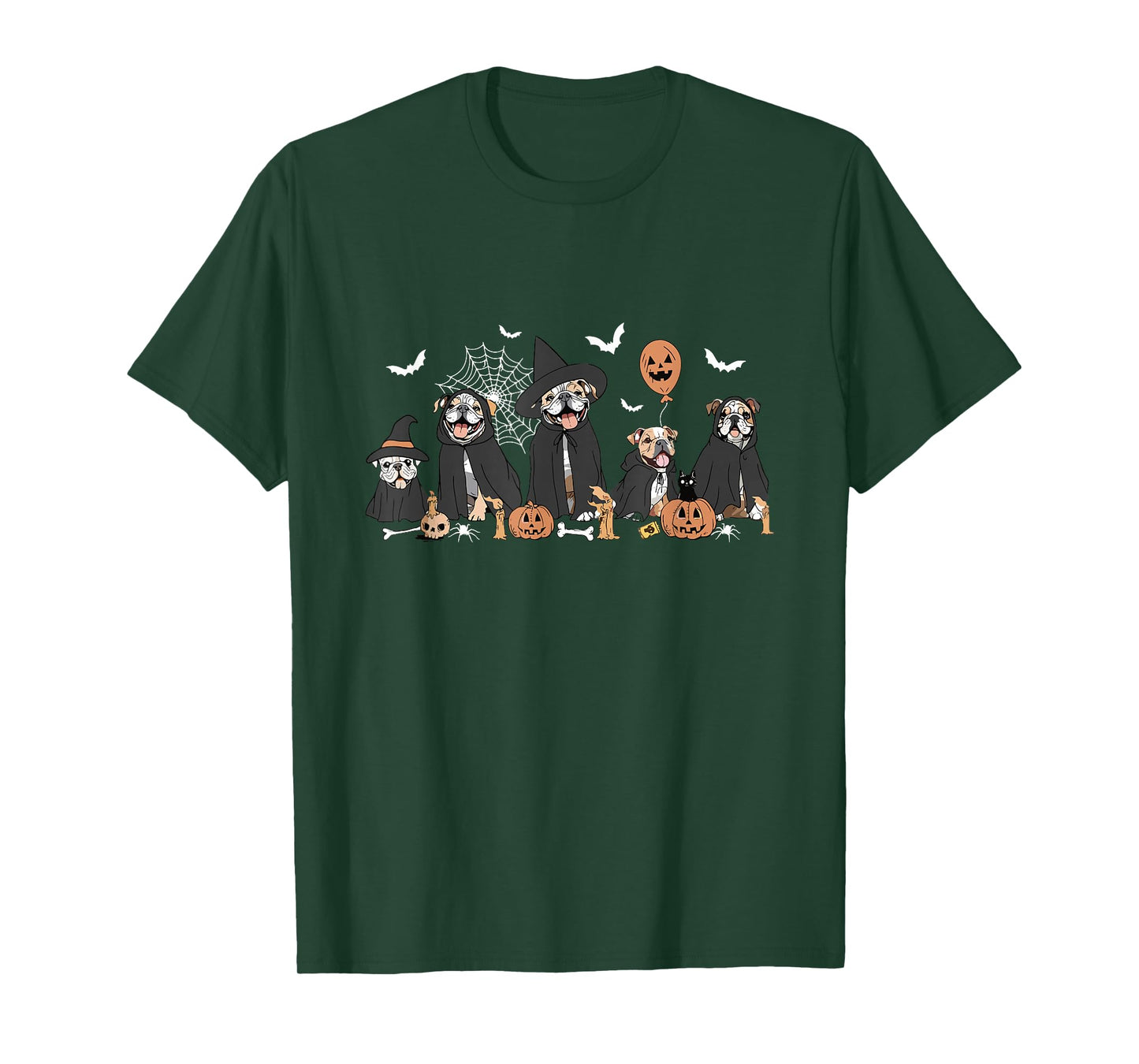 Witch English Bulldog Halloween Ghost Bulldog Dog Mom T-Shirt