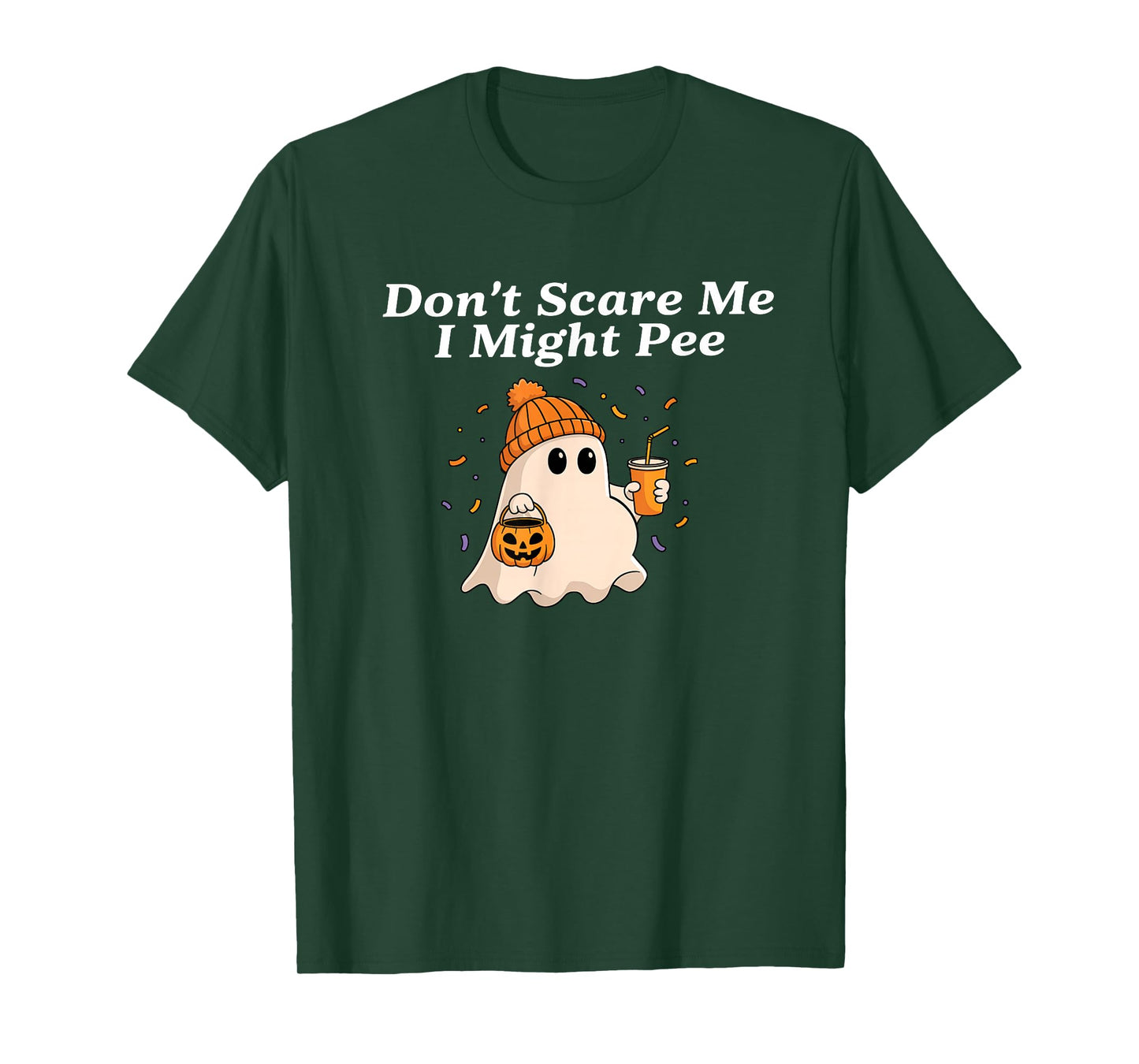 Don't Scare Me I Might Pee Funny Halloween Pregnant Ghost T-Shirt