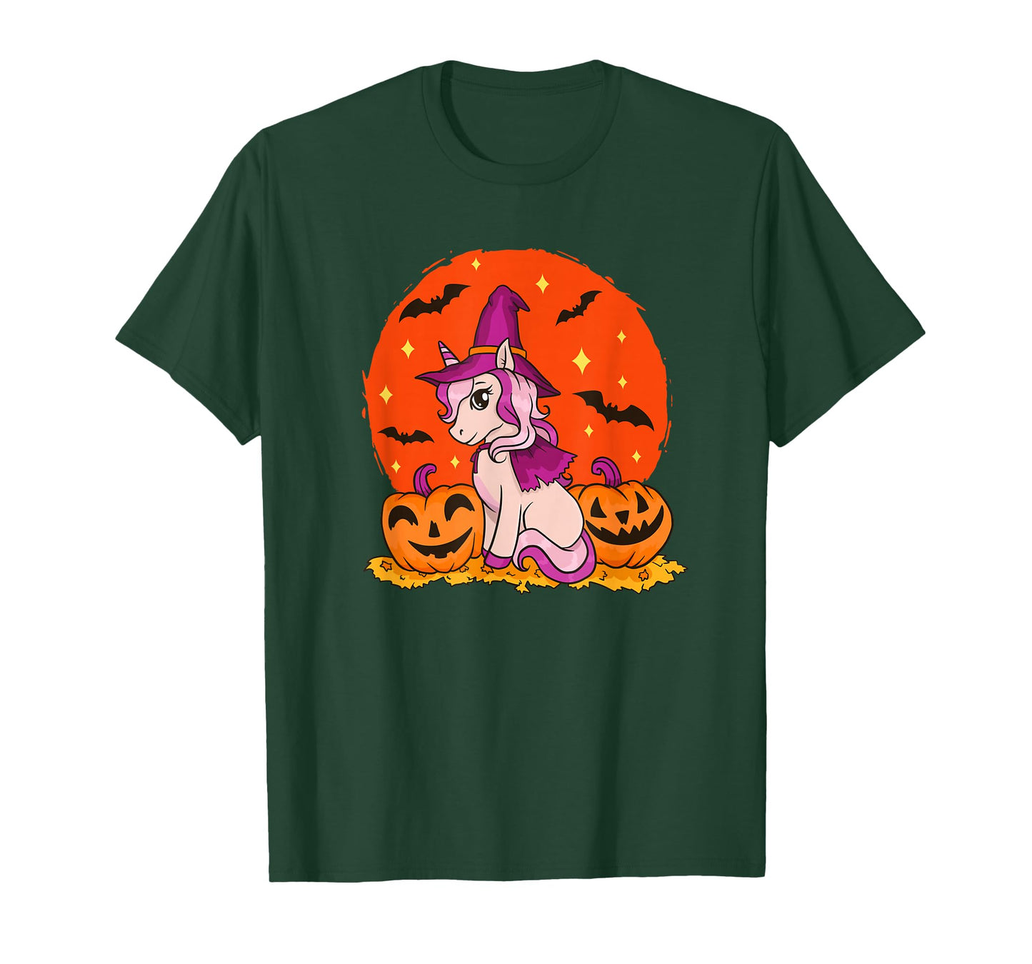 Pumpkin Halloween Party Bat Unicorn T-Shirt