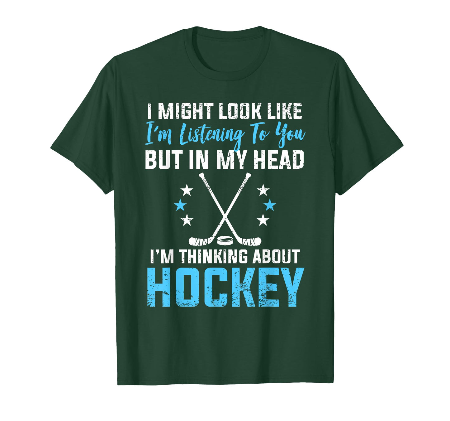 I'm Thinking About Hockey Funny Hockey Stick Lovers Players T-Shirt
